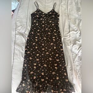 NWT Floral Black Midi Dress